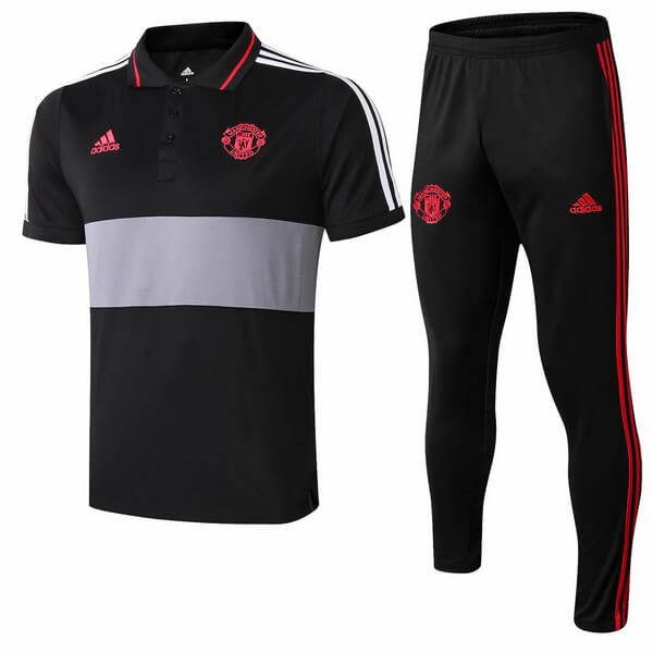 Polo Ensemble Complet Manchester United 2018-19 Noir Gris